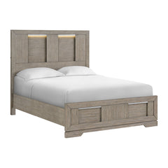 Kelis Queen Panel 4PC Bedroom Set with LED in Grey