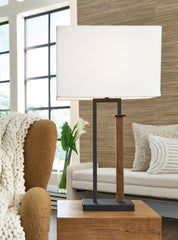 Tampa Furniture Outlet Lutz - Ashley Furniture - Voslen Lighting - Metal Table Lamp (Set of 2) / Black/Brown - L204554