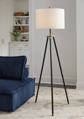 Tampa Furniture Outlet Lutz - Ashley Furniture - Cashner Lighting - Metal Floor Lamp (1/CN) / Black/Gold Finish - L206101