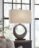 Tampa Furniture Outlet Lutz - Ashley Furniture - Saria Lighting - Metal Table Lamp (1/CN) / Antique Silver Finish - L207394
