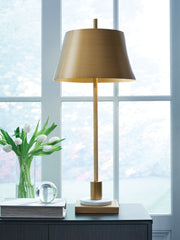 Tampa Furniture Outlet Lutz - Ashley Furniture - Fritzburn Lighting - Metal Table Lamp (1/CN) / Gold Finish/White - L208444