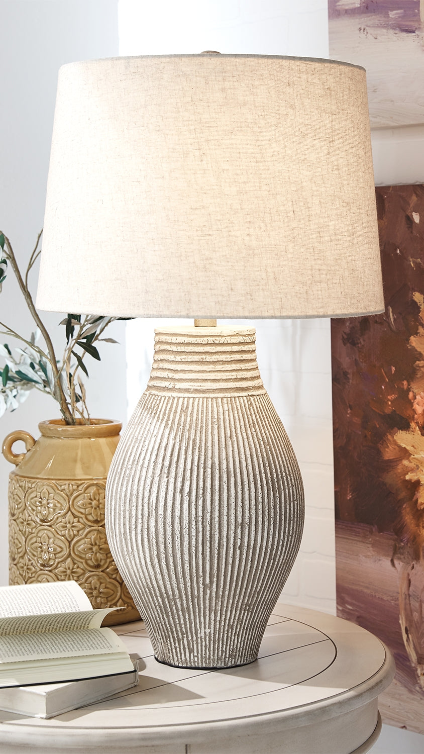 Tampa Furniture Outlet Lutz - Ashley Furniture - Layal Lighting - Paper Table Lamp (1/CN) / Beige - L235634