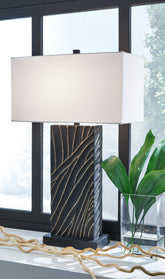 Tampa Furniture Outlet Lutz - Ashley Furniture - Bartlen Lighting - Poly Table Lamp (1/CN) / Black/Gold Finish - L235774