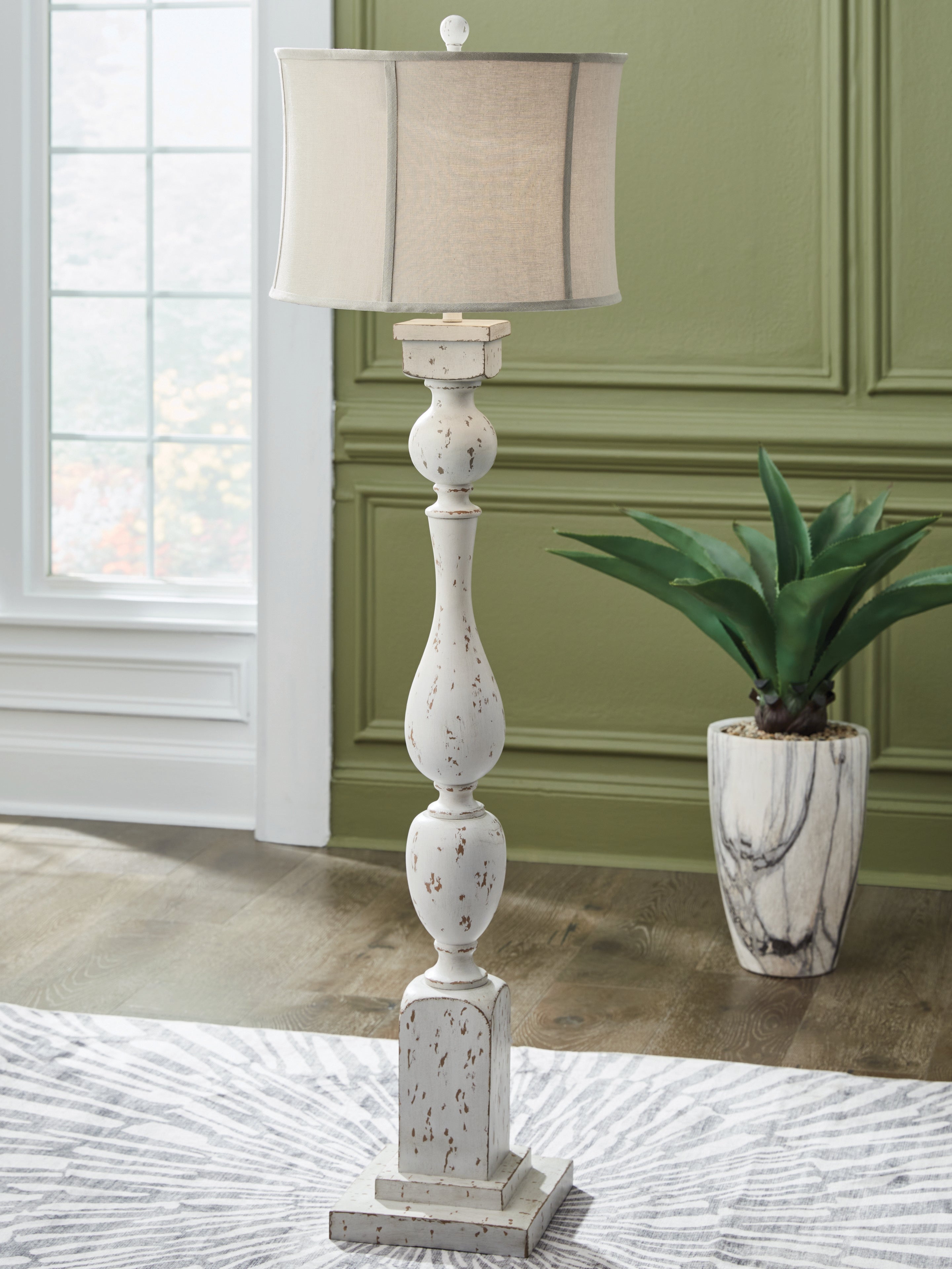 Tampa Furniture Outlet Lutz - Ashley Furniture - Madsbrook Lighting - Poly Floor Lamp (1/CN) / Antique White - L235921
