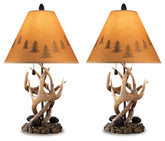 Tampa Furniture Outlet Lutz - Ashley Furniture - Derek Lighting - Poly Table Lamp (Set of 2) / Brown - L316984