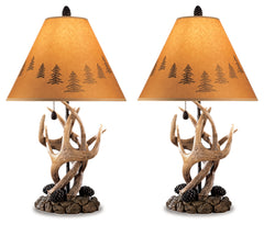 Tampa Furniture Outlet Lutz - Ashley Furniture - Derek Lighting - Poly Table Lamp (Set of 2) / Brown - L316984