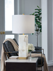 Tampa Furniture Outlet Lutz - Ashley Furniture - Linderfield Lighting - Alabaster Table Lamp (1/CN) / White/Gold Finish - L429094