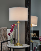 Tampa Furniture Outlet Lutz - Ashley Furniture - Orenman Lighting - Glass Table Lamp (Set of 2) / Clear/Brass Finish - L431584