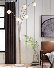 Tampa Furniture Outlet Lutz - Ashley Furniture - Taliya Lighting - Metal Arc Lamp (1/CN) / Champagne/White - L725119