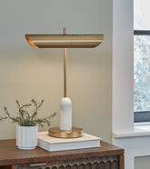 Tampa Furniture Outlet Lutz - Ashley Furniture - Rowleigh Lighting - Marble Desk Lamp (1/CN) / Gold Finish/White - L734392