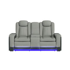 Lantana Power Motion Loveseat with Power Headrest, Led, and Console in Rocky Cement/Charcoal