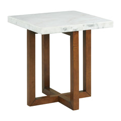 Morris End Table in Espresso W/White Marble Top (3A Packing)
