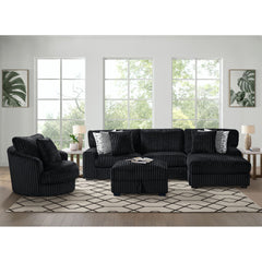Nightfall Storage Ottoman in Grand Cord Black