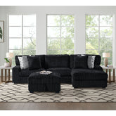 Nightfall Storage Ottoman in Grand Cord Black – SKU U-16570-10473-000 | Elements