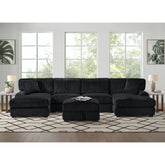 Nightfall RHF Chaise in Grand Cord Black with 1 Pillow 20" – SKU U-16570-10473-158 | Elements