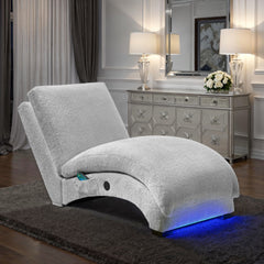 Nori Chaise with Heat Massage, USBC, LED in Glam Fog – SKU U-11260-12090-110M | Elements