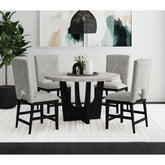 Oregon Round Counter Table with Grey Faux Marble Top in Black – SKU D-17380-8-CT2 | Elements