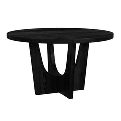 Oregon Round Dining Table with Black Wood Top in Black