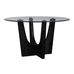 Oregon Round Dining Table with Glass Top in Black