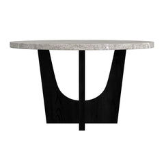 Oregon Round Dining Table with Grey Faux Marble Top in Black