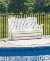 Tampa Furniture Outlet Lutz - Ashley Furniture - Hyland wave Outdoor - Glider Loveseat / White - P111-835