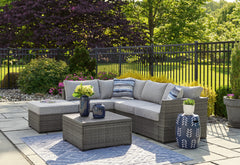 Tampa Furniture Outlet Lutz - Ashley Furniture - Petal Road Outdoor - LoveseatSEC/OTTO/TBL Set(4/CN) / Gray - P297-070