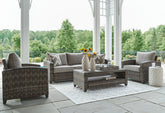Tampa Furniture Outlet Lutz - Ashley Furniture - Oasis Court Outdoor - Sofa/Chairs/Table Set (4/CN) / Gray - P335-081