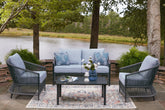 Tampa Furniture Outlet Lutz - Ashley Furniture - Bridges Beach Outdoor - Love/Chairs/Table Set (4/CN) - PCP391-080
