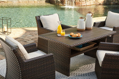 Tampa Furniture Outlet Lutz - Ashley Furniture - Easy Isle Outdoor - RECT Multi-Use Table / Dark Brown/Beige - P455-625