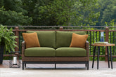 Tampa Furniture Outlet Lutz - Ashley Furniture - Horizon Hall Outdoor - Loveseat w/Cushion / Brown/Green - P572-835