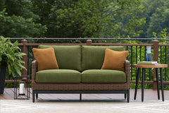 Tampa Furniture Outlet Lutz - Ashley Furniture - Horizon Hall Outdoor - Loveseat w/Cushion / Brown/Green - P572-835