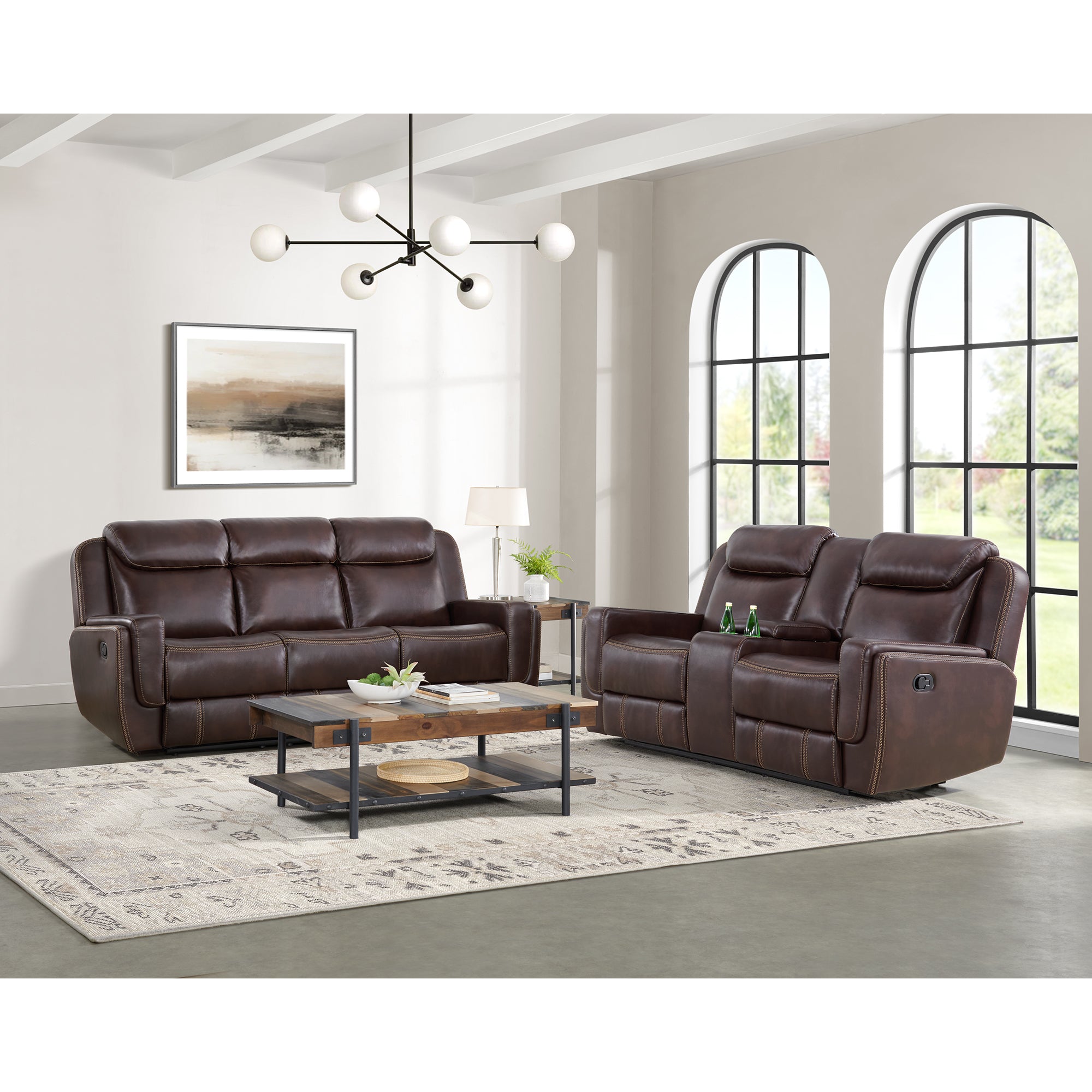 Panther Motion Loveseat with Console in Neono Brown – SKU U-11580-10740-285 | Elements