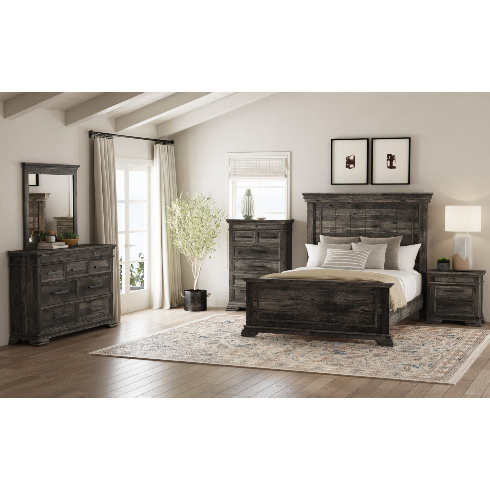 Park Ridge Queen Panel Bed in Charcoal – SKU B-13130-8-QB | Elements