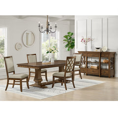 Phillipe Dining Side Chair with Grey Fabric in Cherry (2 Per Carton) – SKU D-5210-5-SC | Elements