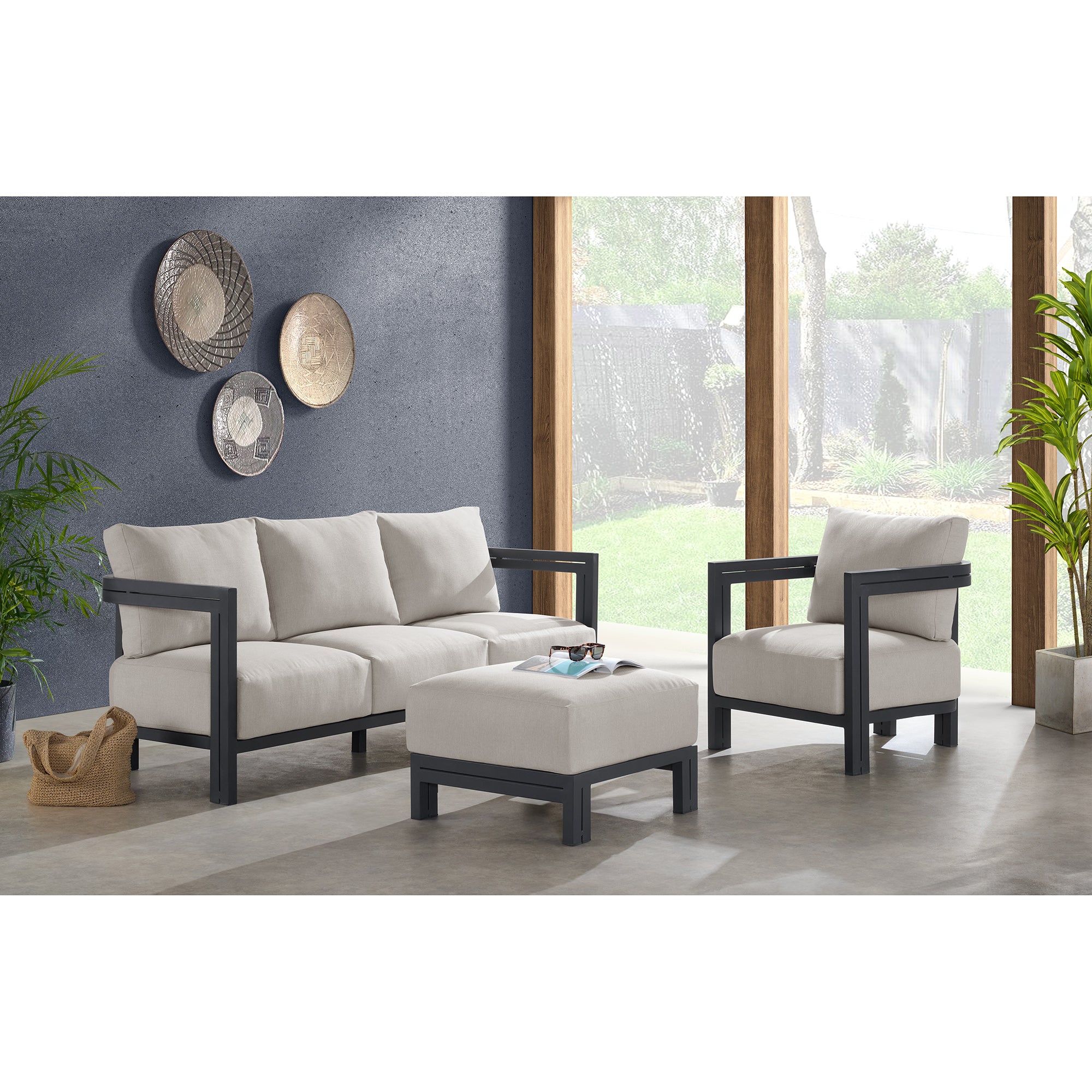 Playa Ottoman - Dark Grey and Olefin Beige – SKU O-16230-10311-000 | Elements