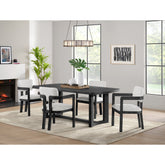 Portland Arm Chair with Snow White Fabric in Black (2 Per Carton)