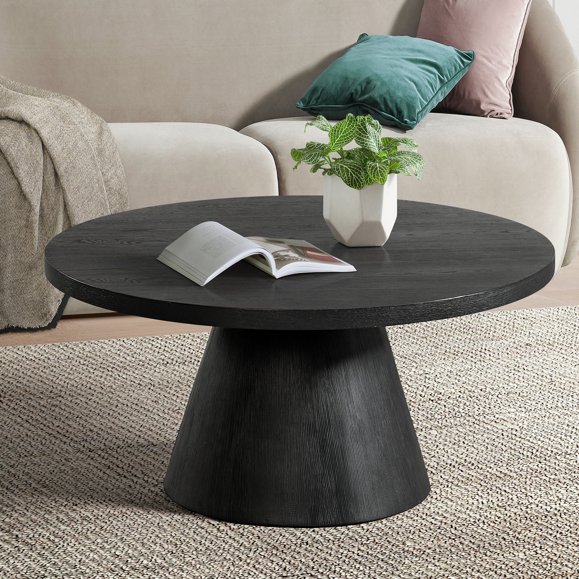 Portland Round Coffee Table in Black – SKU T-1710-8-CT1 | Elements