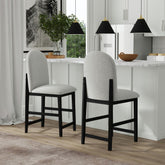 Portland Round Back Barstool with Grey Fabric in Black (2 Per Carton) – SKU D-1710-8-BST2 | Elements
