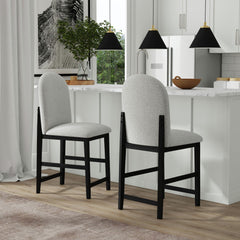 Portland Round Back Barstool with Grey Fabric in Black (2 Per Carton) – SKU D-1710-8-BST2 | Elements