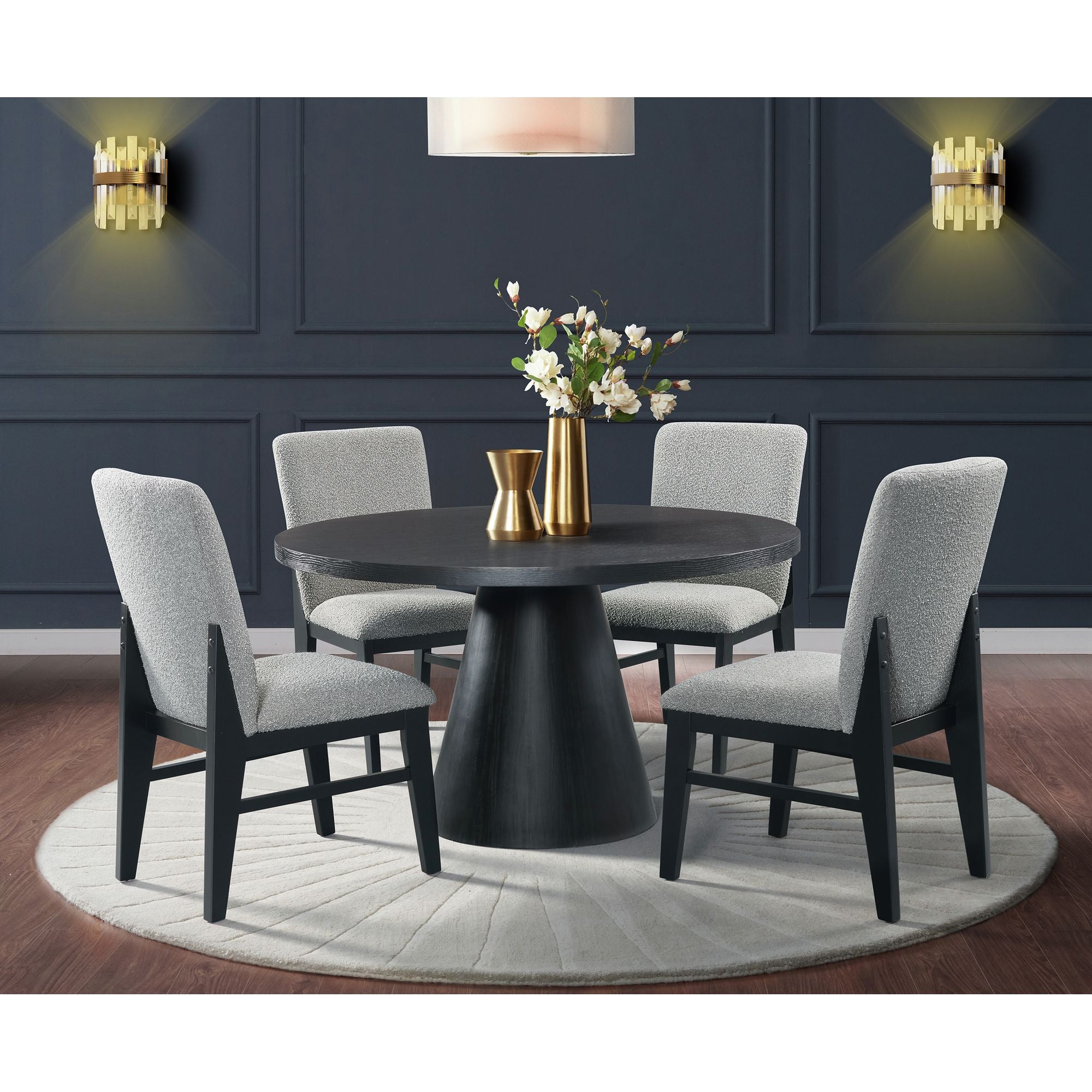 Portland Side Chair with Grey Fabric (PGY1113-4) in Black (2 Per Carton) – SKU D-1710-8-SC1 | Elements