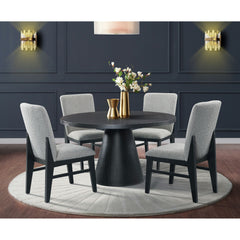 Portland Side Chair with Grey Fabric (PGY1113-4) in Black (2 Per Carton) – SKU D-1710-8-SC1 | Elements