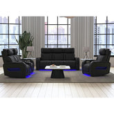 Prime Time P3 Recliner with LED and wireless charger pocket in Jett Black with Red Stitching – SKU U-16330-10450-105PPPR | Elements