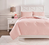 Tampa Furniture Outlet Lutz - Ashley Furniture - Lexann Full Comforter Set - Full Comforter Set / Pink/White/Gray - Q901003F