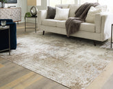 Tampa Furniture Outlet Lutz - Ashley Furniture - Grifflain Rug - 7'10" x 10'3" Washable Rug / Tan/Brown/Gray - R406231