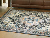 Tampa Furniture Outlet Lutz - Ashley Furniture - Leningston Rug - 8' x 10' Washable Rug / Black/Cream/Blue - R407061