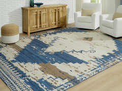 Tampa Furniture Outlet Lutz - Ashley Furniture - Varnler Rug - 10' x 14' Rug / Blue/Brown/Tan - R407130