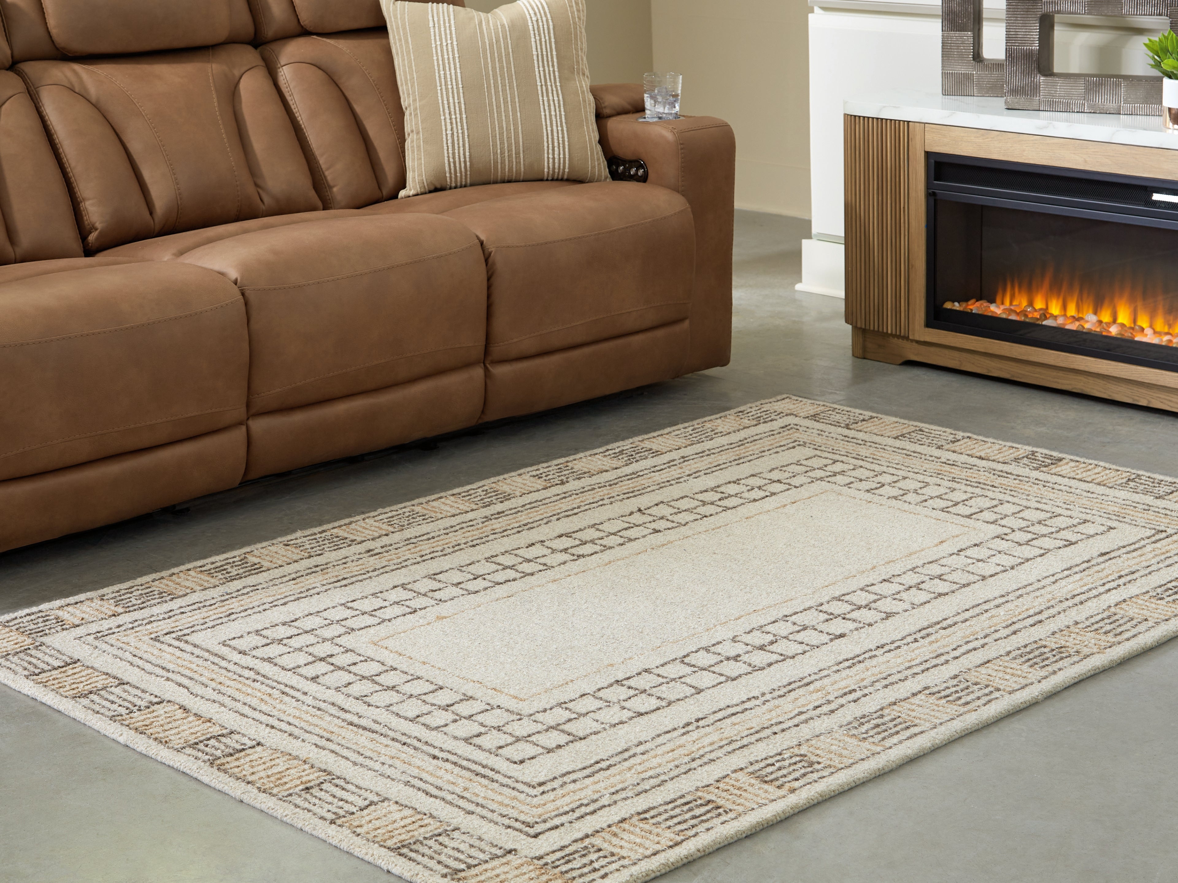 Tampa Furniture Outlet Lutz - Ashley Furniture - Idaman Rug - Medium Rug / Taupe/Brown - R407292