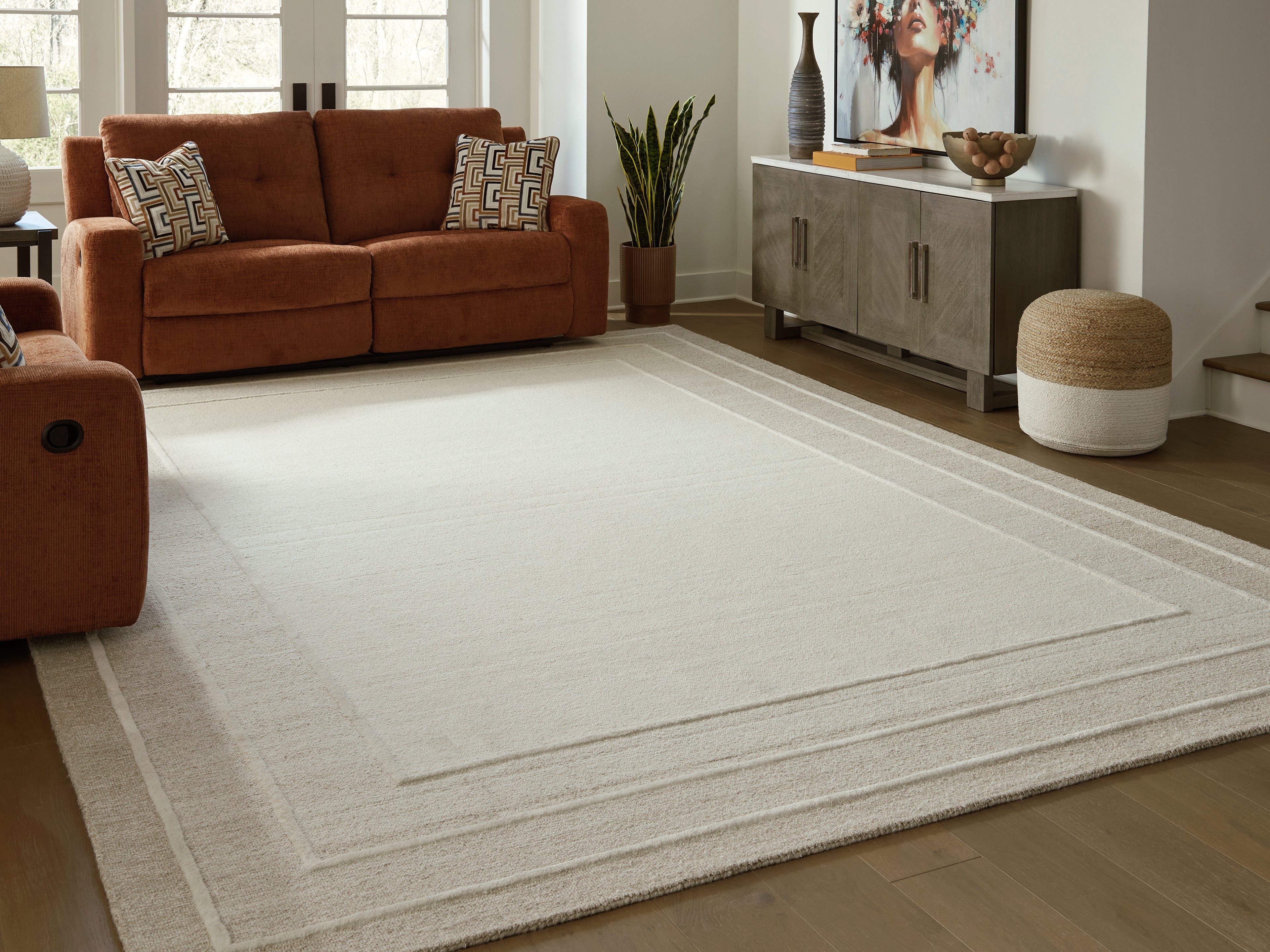 Tampa Furniture Outlet Lutz - Ashley Furniture - Teelgan Rug - Extra Large Rug / Ivory/Tan - R407310