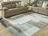 Tampa Furniture Outlet Lutz - Ashley Furniture - Larkport Rug - Washable 8' x 10' Area Rug / Cream/Brown/Gray - R407411