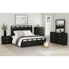 Ridgemont 2-Drawer Nightstand with USB in Black with Grain